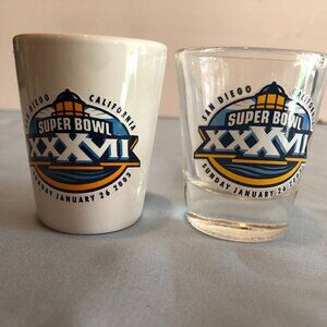 LOT of 2 Super Bowl XXXVII San Diego 2003 Shot Glass #F0